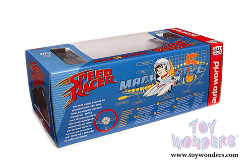 Auto World - Speed Racer Mach 5 with Chim Chim and Speed Racer Figures (1/18 scale diecast model car, White) AWSS124