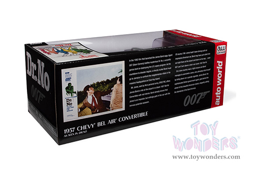 Auto World Silver Screen Machines | James Bond 007 Chevrolet&reg; Bel Air&reg; Convertible - Dr. No (1962) Movie "60 Years of Bond" Series (1957, 1/18 scale diecast model car, Onyx Black) AWSS134