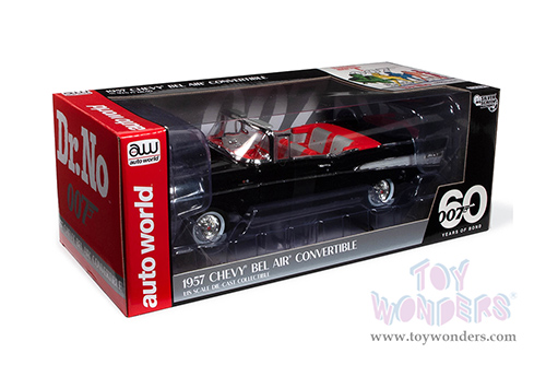 Auto World Silver Screen Machines | James Bond 007 Chevrolet&reg; Bel Air&reg; Convertible - Dr. No (1962) Movie "60 Years of Bond" Series (1957, 1/18 scale diecast model car, Onyx Black) AWSS134