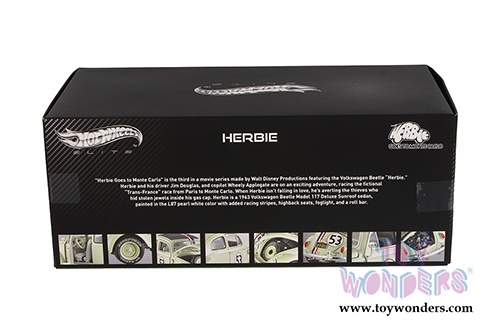 Mattel Hot Wheels Elite - Herbie Goes to Monte Carlo Volkswagen #53 (1962, 1/18 scale diecast model car) BLY22