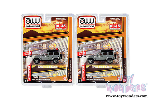 Auto World/Mijo Exclusives - Custom Jeep&reg; Wrangler Rubicon with Roof Rack (2018, 1/64 scale diecast model car, Grey) CP7717