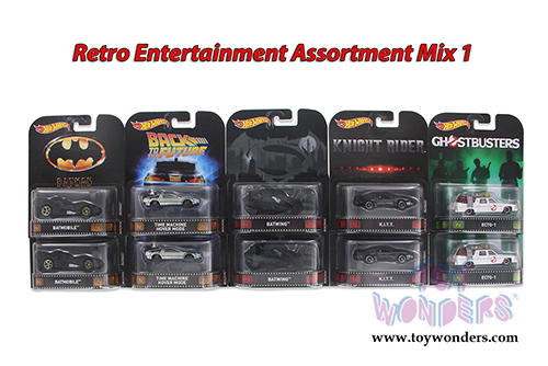 Mattel Hot Wheels - Retro Entertainment Mix 1 Assortment (1/64 scale diecast model car, Asstd.) DMC55/956A