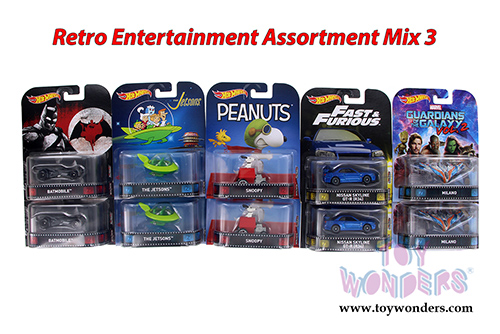 Mattel Hot Wheels - Retro Entertainment Mix 3  Assortment (1/64 scale diecast model car, Asstd.) DMC55/956C