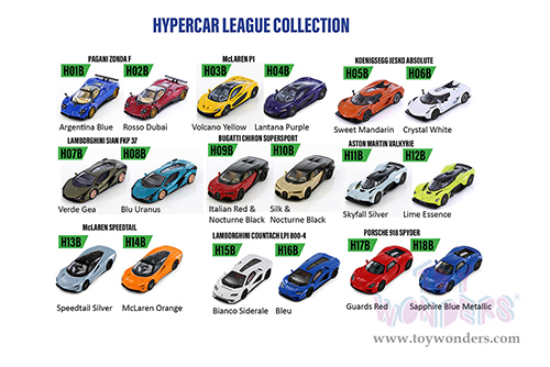 H15B Kinsmart PosterCars Hypercar League Lamborghini Countach LPI 800-4 Diecast Model Car