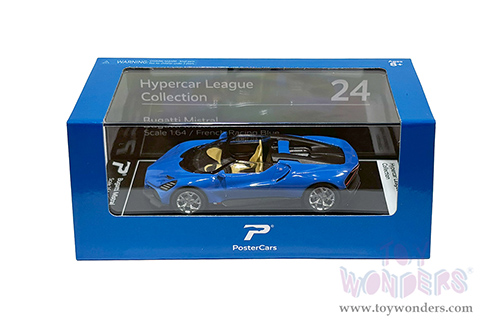 Kinsmart - PosterCars Hypercar League Collection | Bugatti Mistral (1/64 Scale diecast model car, French Racing Blue) H24