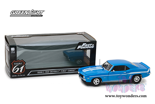 Greenlight Highway 61 - Fast & Furious | Brian's Chevrolet&reg; Yenko&trade; Camaro&reg; Hard Top (1969, 1/18 scale diecast model car, Blue) HWY18001