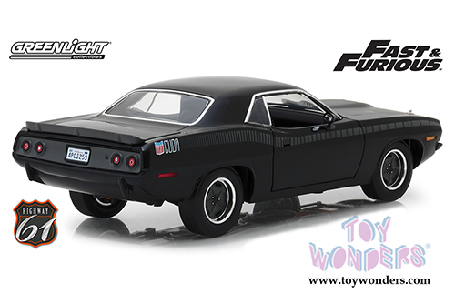 Greenlight Highway 61 - Fast & Furious | Letty's Custom Plymouth Barracuda Hardtop (1/18 scale diecast model car, Black/Gray) HWY18005