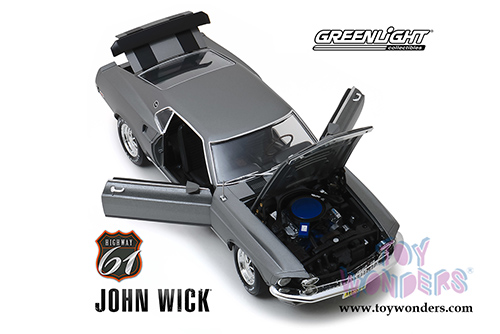Greenlight Highway 61 - John Wick Ford Mustang BOSS 429  (1969, 1/18 scale diecast model car, Gray) HWY18016