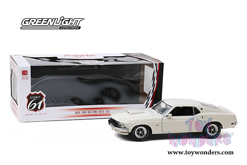 Greenlight Highway 61 - 1969 Ford Mustang BOSS 429 (Lot #1410) Barrett-Jackson Scottsdale 2018 (1969, 1/18 scale diecast model car, Wimbledon White) HWY18018