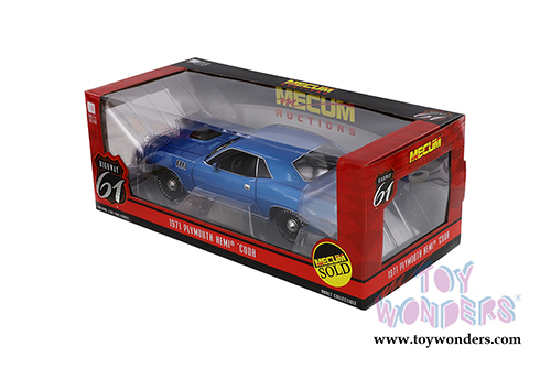 Greenlight Highway 61 - Plymouth HEMI&reg; 'Cuda Indianapolis 2011 | Lot S266 (1971, 1/18 scale diecast model car, Blue) HWY18025
