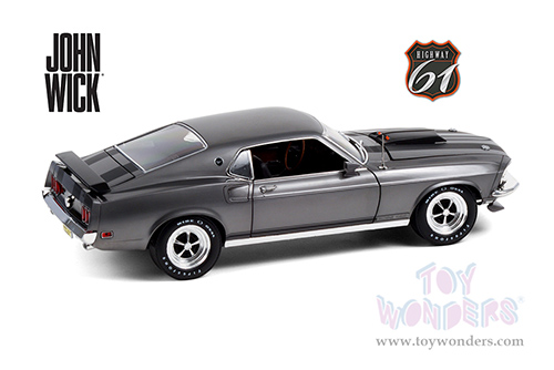 Greenlight Highway 61 - John Wick Ford Mustang BOSS 429  (1969, 1/18 scale diecast model car, Chrome) HWY18031
