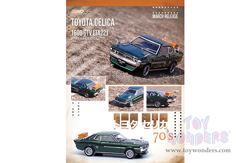 Inno Models - Toyota Celica 1600GTV (TA22) with Luggage (1/64 scale diecast model car, Green) IN641600-GRN