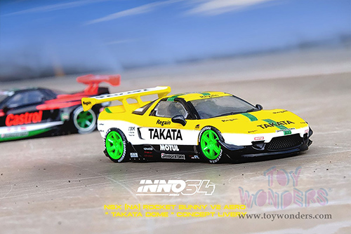 Inno Models - Honda NSX (NA1) Rocket Bunny V2 Aero TAKATA DOME Concept Livery (1/64 scale diecast model car, Yellow/White/Green) IN64NSXP-TKT
