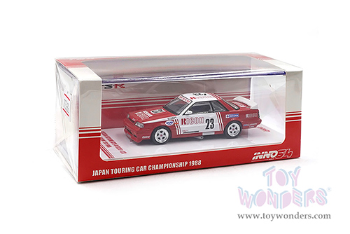Inno Models - Nissan Skyline GTS-R (R31) #23 "RICOH" JTCC Japanese Touring Car Championship (1988)(1/64 scale diecast model car, Red/White) IN64R31-RI23