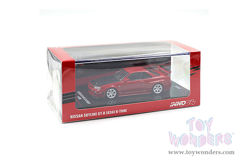 Inno Models - Nissan Skyline GT-R (R34) R-TUNE (1/64 scale diecast model car, Active Red/Carbon) IN64R34RT-AR