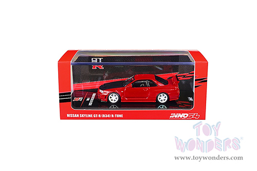 Inno Models - Nissan Skyline GT-R (R34) R-TUNE (1/64 scale diecast model car, Active Red/Carbon) IN64R34RT-AR