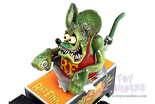 Round 2 Johnny Lightning - International® 4400 Monster Truck "Rat Fink Speed Shop" with Rat Fink Figure (1/64 scale diecast model car, Black/Orange) JL24009/06