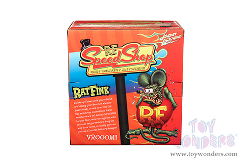 Round 2 Johnny Lightning - International® 4400 Monster Truck "Rat Fink Speed Shop" with Rat Fink Figure (1/64 scale diecast model car, Black/Orange) JL24009/06