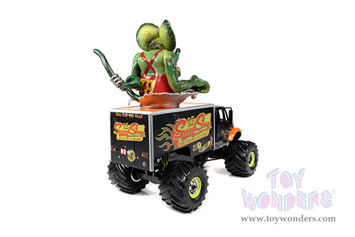 Round 2 Johnny Lightning - International® 4400 Monster Truck "Rat Fink Speed Shop" with Rat Fink Figure (1/64 scale diecast model car, Black/Orange) JL24009/06
