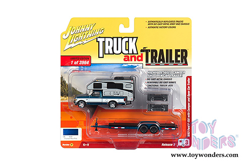 Round 2 Johnny Lightning - Truck and Trailer 2018 Release 3 Set B (1/64 scale diecast model car, Asstd.) JLBT008/36B