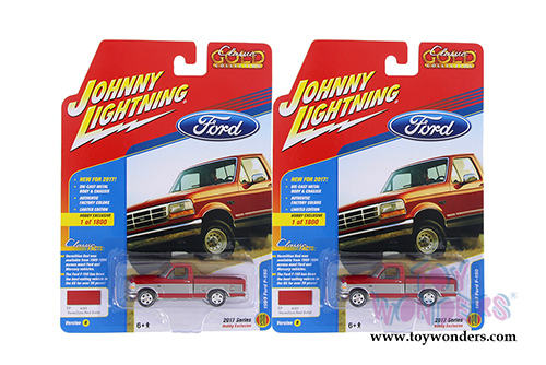 Round 2 Johnny Lightning - Classic Gold 2017 | Ford F-150 Pick-Up (1993, 1/64 scale diecast model car, Red/Silver) JLCG009/24B
