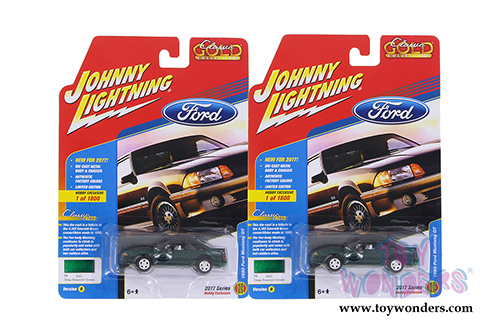 Round 2 Johnny Lightning - Classic Gold 2017 | Ford Mustang GT (1990, 1/64 scale diecast model car, Emerald Green) JLCG010/24B
