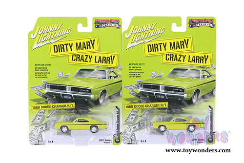 Auto World Silver Screen Machines - Muscle Cars U.S.A. | Dirty Mary Crazy Larry Dodge Charger R/T Hard Top (1958, 1/64 scale diecast model car, Citron Yella w/Black) JLCP6000/24