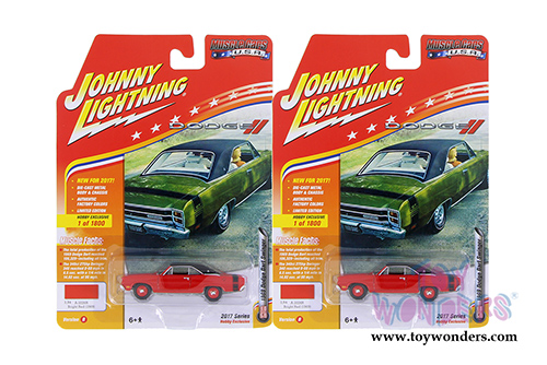 Round 2 Johnny Lightning - Muscle Cars Dodge Dart Swinger (1969, 1/64 scale diecast car | Bright Red/Black) JLMC011/24B