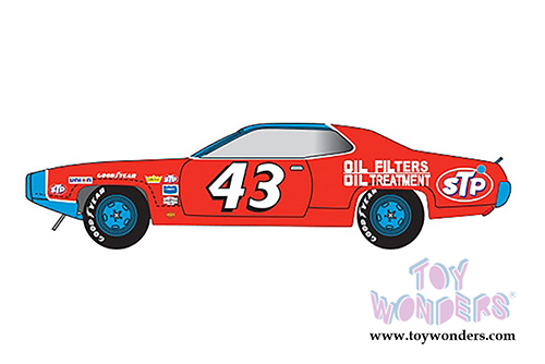 Round 2 Johnny Lightning - Richard Petty Plymouth Road Runner #43 Hard Top (1972, 1/64 scale diecast model car, Petty Blue/Red) JLSP001/24