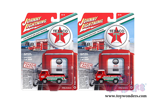 Round 2 Johnny Lightning - Texaco Dodge A-100 Pickup Truck (1/64 scale diecast model car, Red, White and Green w/Texaco Graphics) JLSP009/24