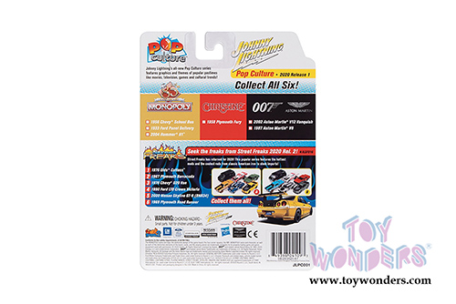 Round 2 Johnny Lightning - Pop Culture Series | Chevrolet&reg; School Bus with Token Monopoly 85th Anniversary (1956, 1/64 scale diecast model car, White/Black/Red) JLSP092/24