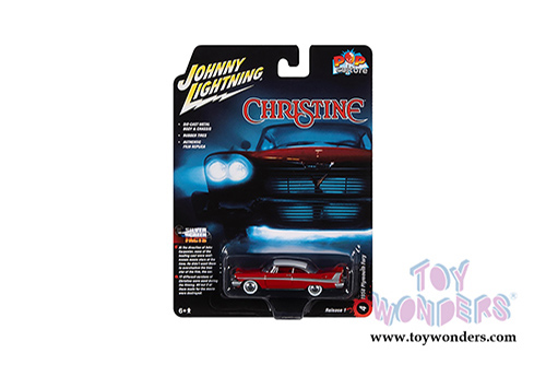 Round 2 Johnny Lightning - Pop Culture Series | Plymouth Fury Christine Daytime Version (1958, 1/64 scale diecast model car, Red/White) JLSP095/24