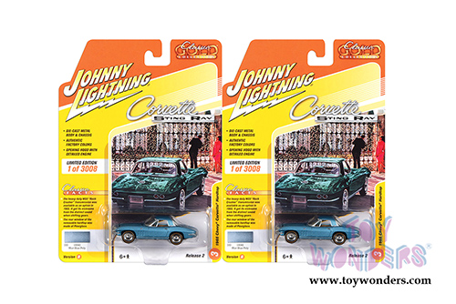 Round 2 Johnny Lightning - Classic Gold Collection | Chevrolet&reg; Corvette&reg; Hardtop (1965, 1/64 scale diecast model car, Mist Blue) JLSP103/24B