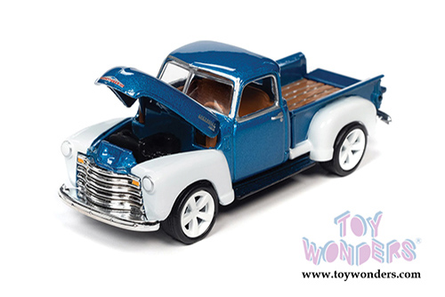 Round 2 Johnny Lightning - Classic Gold Collection | Chevrolet&reg; 3100 Pickup Truck (1965, 1/64 scale diecast model car, Custom Metallic Blue/White) JLSP106/24B