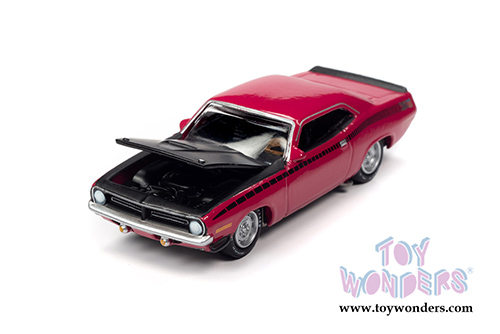 Round 2 Johnny Lightning - Collector Tin | Plymouth AAR Barracuda (1970, 1/64 scale diecast model car, Moulin Rouge Red/Black) JLSP108/24B