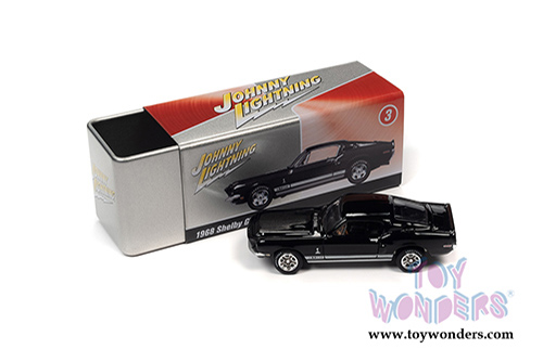 Round 2 Johnny Lightning - Collector Tin | Ford Mustang Shelby GT-350&reg; Hardtop (1968, 1/64 scale diecast model car, Raven Black/White) JLSP109/24A