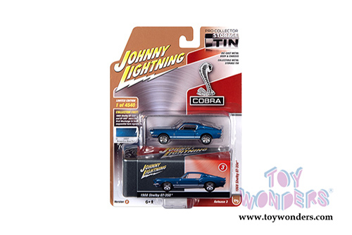 Round 2 Johnny Lightning - Collector Tin | Ford Mustang Shelby GT-350&reg; Hardtop (1968, 1/64 scale diecast model car, Acapulco Blue/White) JLSP109/24B
