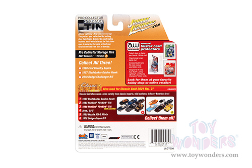 Round 2 Johnny Lightning - Collector Tin | Ford Country Squire (Rat Fink) (1960, 1/64 scale diecast model car, Kustom Green/Orange) JLSP146/24A