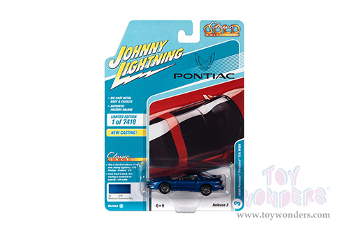 Round 2 Johnny Lightning - Classic Gold Collection | Pontiac® Firebird® T/A WS6 (1996, 1/64 scale diecast model car, Medium Cloisonné Blue Metallic) JLSP149/24A