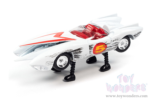 Round 2 Johnny Lightning - Pop Culture Series | Speed Racer Mach 5 (Race Worn) (1/64 scale diecast model car, White) JLSP159/24
