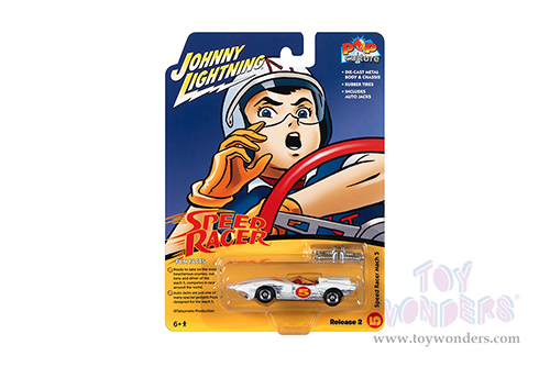 Round 2 Johnny Lightning - Pop Culture Series | Speed Racer Mach 5 (Race Worn) (1/64 scale diecast model car, White) JLSP159/24