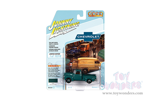 Round 2 Johnny Lightning - Classic Gold 2021 Release 3 Set A | Chevrolet&reg; 3100 Pickup Truck (1950, 1/64 scale diecast model car, Seacrest Green) JLSP166/24A