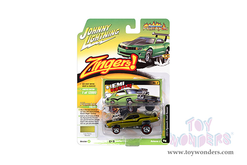 Round 2 Johnny Lightning - Street Freaks 2021 Release 3 Set A | Plymouth Road Runner - Zingers! (1973, 1/64 scale diecast model car, Lime Gold Metallic) JLSP182/24A