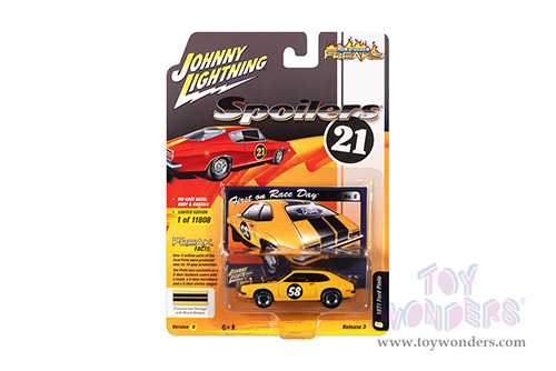 Round 2 Johnny Lightning - Street Freaks 2021 Release 3 Set B | Ford Pinto - Spoilers (1971, 1/64 scale diecast model car, Fluorescent Orange/Black stripes) JLSP183/24B