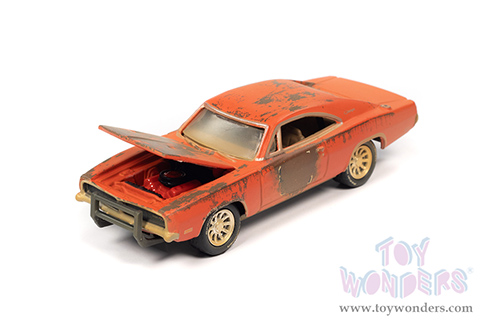 Round 2 Johnny Lightning - Barn Finds | Dodge Charger R/T Weathered (1969, 1/64 scale diecast model car, Orange) JLSP192/24