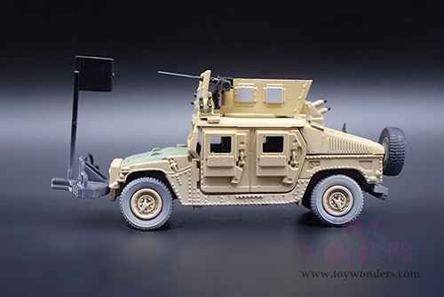 Round 2 Johnny Lightning - Military 2021 Release 1 Set A - HUMVEE 4-CT Armored Fastback M1114 HA (Heavy) Up-Armored HMMWV "The Iraq War 2003 to 2011 - U.S. Led Armed Conflict" - Wheeled Warriors (1/64 scale diecast model car, Tan) JLSP199/24B