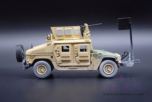 Round 2 Johnny Lightning - Military 2021 Release 1 Set A - HUMVEE 4-CT Armored Fastback M1114 HA (Heavy) Up-Armored HMMWV "The Iraq War 2003 to 2011 - U.S. Led Armed Conflict" - Wheeled Warriors (1/64 scale diecast model car, Tan) JLSP199/24B