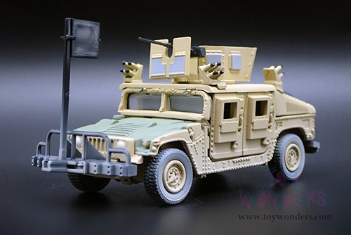 Round 2 Johnny Lightning - Military 2021 Release 1 Set A - HUMVEE 4-CT Armored Fastback M1114 HA (Heavy) Up-Armored HMMWV "The Iraq War 2003 to 2011 - U.S. Led Armed Conflict" - Wheeled Warriors (1/64 scale diecast model car, Tan) JLSP199/24B