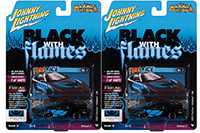 Round 2 Johnny Lightning - Street Freaks 2021 Release 4 Set B | Pontiac&reg; Firebird&reg; T/A - Black with Flames (1993, 1/64 scale diecast model car, Black w/Blue Firebird Flames) JLSP210/24B