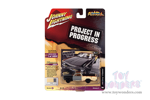 Round 2 Johnny Lightning - Street Freaks 2021 Release 4 Set B | Chevrolet&reg; El Camino&trade; - Project in Progress (1966, 1/64 scale diecast model car, Lemonwood Yellow Gloss w/Primer & Rust) JLSP212/24B